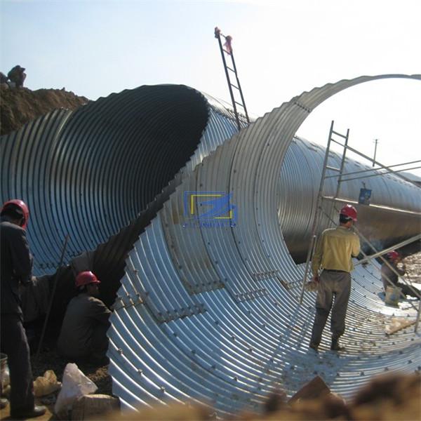 installing the corrugated steel culvert on site